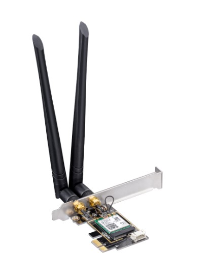 AĞ ADAPTÖRÜ CUDY WE3000 AX3000MBPS 2.4GHZ/5GHZ 2*5DBİ ANTEN BT5.2 MU-MIMO KABLOSUZ Wİ-Fİ 6 PCIE