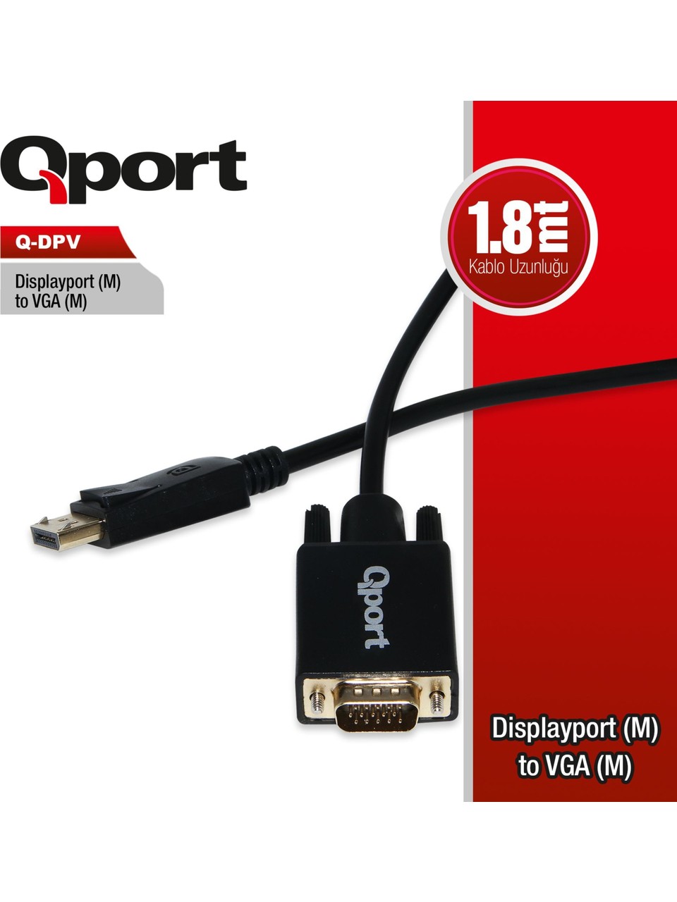 AKS ÇEVİRİCİ DİSPLAY TO VGA QPORT 1.8 METRE