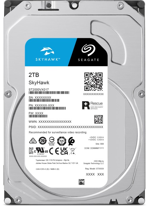 HDD 3.5 2TB SEAGATE SKYHAWK 256MB SATA3 6GBIT/SN ST2000VX017 7/24 GUVENLIK DİSKİ-YENİLENMİŞ-