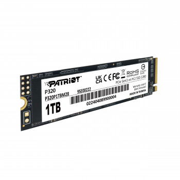 HDD SSD 1TB M2 NWME PATRİOT P320 1TB 3000/2200MB/S NVME M.2 SSD DİSK (P320P1TBM28)