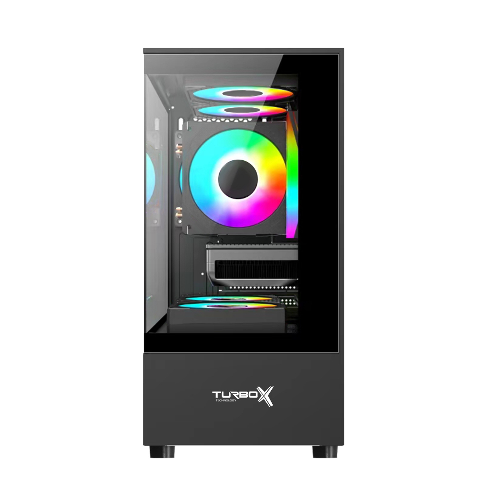 KASA 500W TURBOX AURO 3X RGB SİYAH PANOROMİK GAMİNG BİLGİSAYAR KASASI