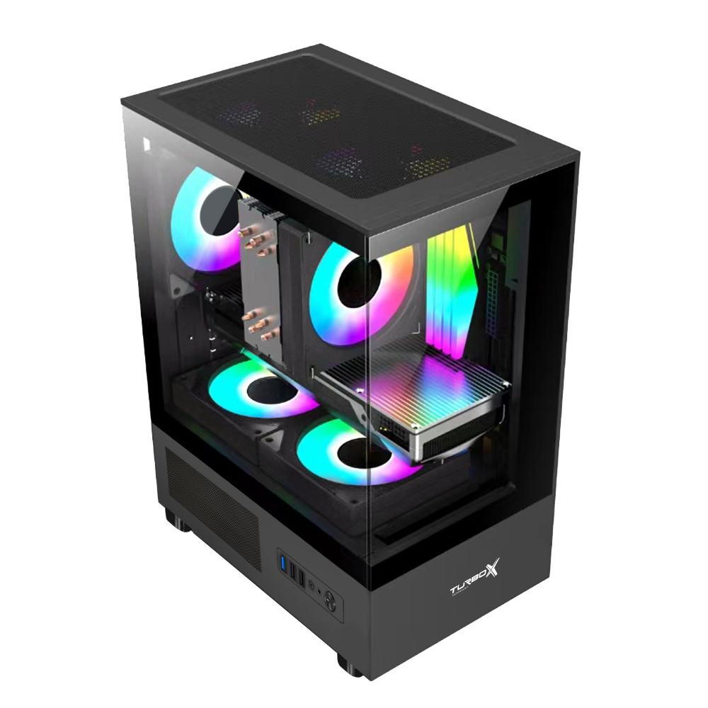 KASA 500W TURBOX AURO 3X RGB SİYAH PANOROMİK GAMİNG BİLGİSAYAR KASASI