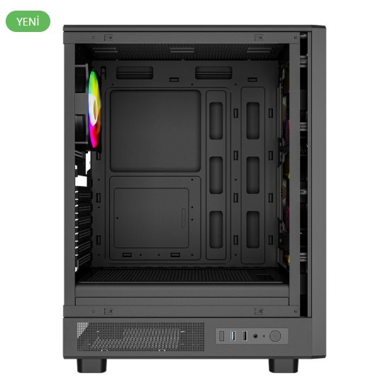 KASA 600W 80+ POWERBOOST A600BATX USB 3.0 RAİNBOW FANLI MESH GAMİNG SİYAH KASA