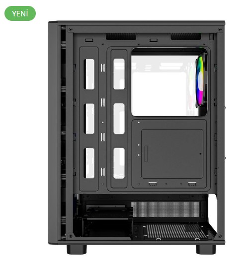 KASA 600W 80+ POWERBOOST A600BATX USB 3.0 RAİNBOW FANLI MESH GAMİNG SİYAH KASA