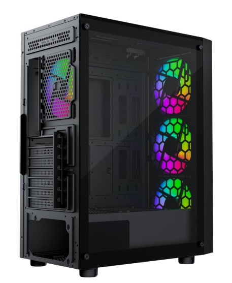 KASA 600W GAMEBOOSTER CASTLE A651B APFC USB 3.0 MESH 4*RAİNBOW FANLI MİD-T ATX GAMİNG SİYAH KASA