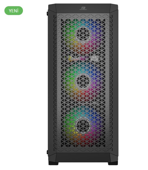 KASA 600W POWERBOOST PB-PS5847B ATX USB 3.0 RAİNBOW FANLI MESH GAMİNG SİYAH KASA