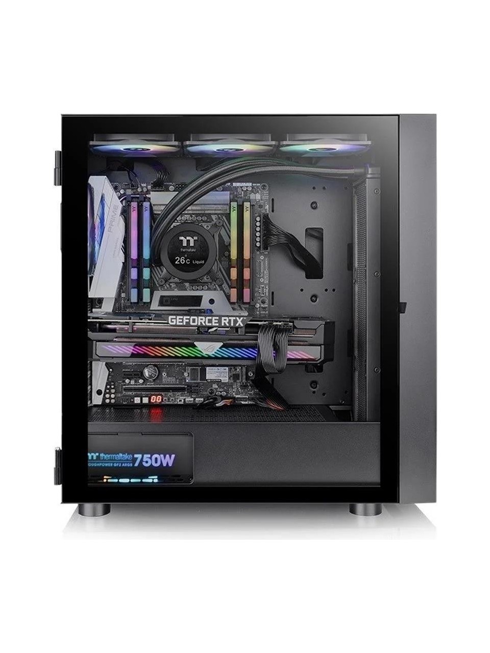 KASA 750W 80+ THERMALTAKE H570 TG ARGB 3X120MM FAN MESH ÖN PANEL, TEMPERED GLASS PENCERELİ OYUNCU KASASI