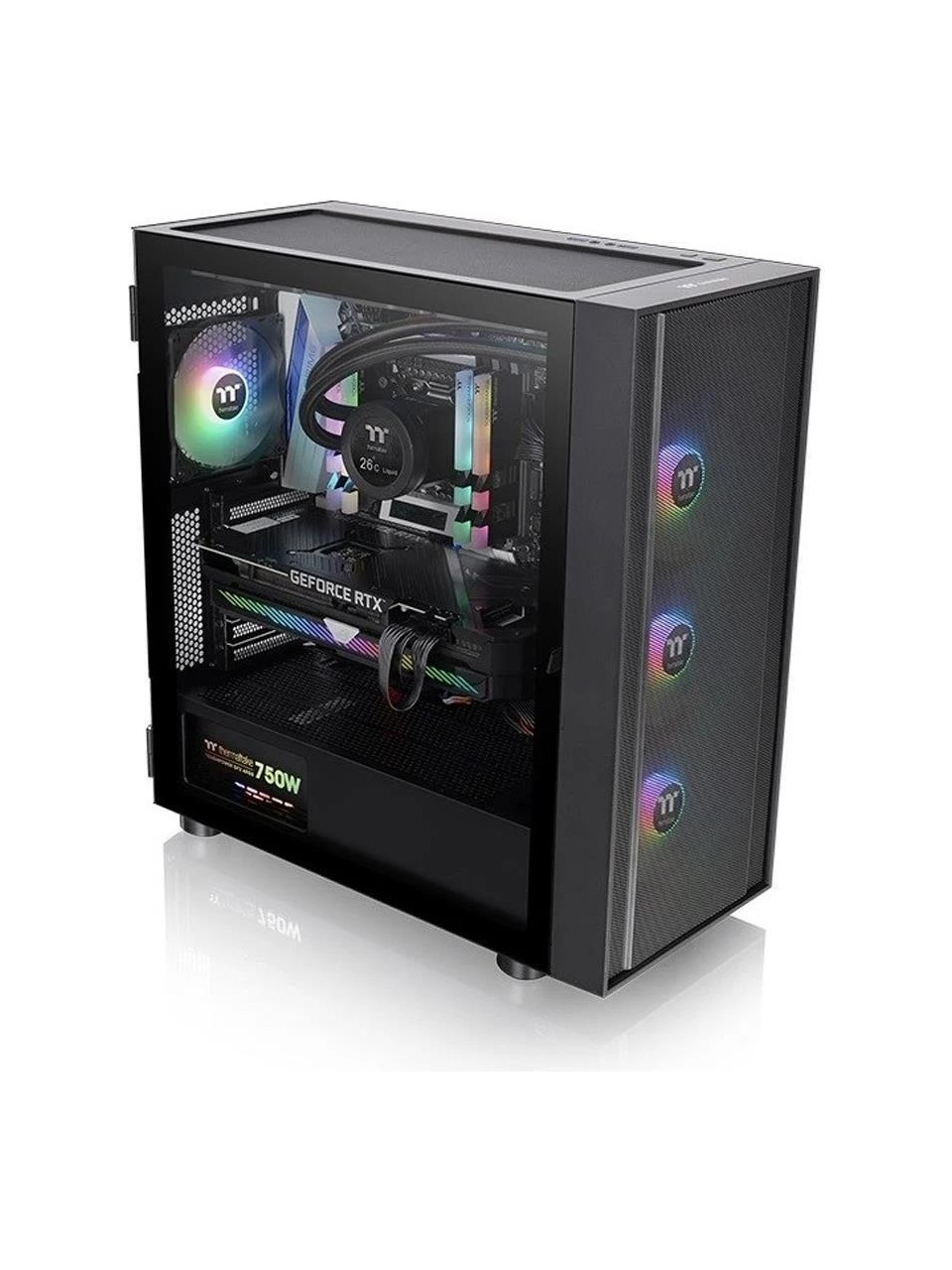 KASA 750W 80+ THERMALTAKE H570 TG ARGB 3X120MM FAN MESH ÖN PANEL, TEMPERED GLASS PENCERELİ OYUNCU KASASI