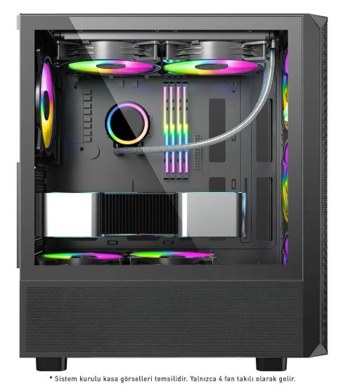 KASA 850W 80+ BRONZE POWERBOOST PB-P3602BB USB 3.0 ATX MESH ARGB FAN SİYAH KASA