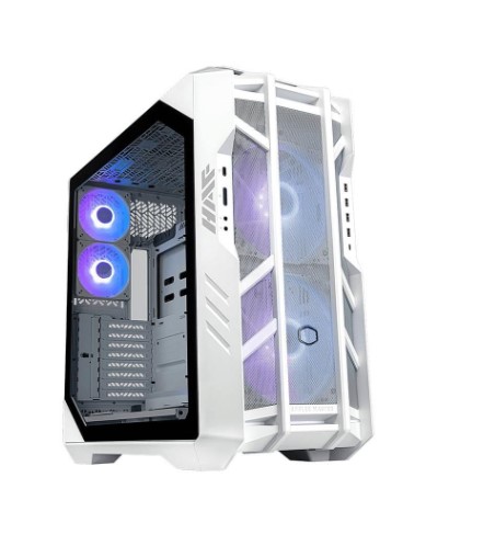 KASA CM HAF700 BEYAZ TEMPERED GLASS ARGB LEDLİ, MESH ÖN PANEL, TİTANYUM GRİ RENKLİ FULLTOWER KASA ( PSU YOK )
