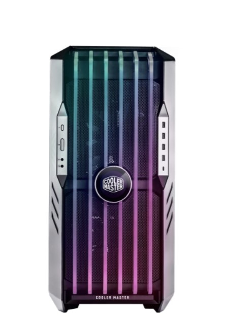 KASA CM HAF700 EVO TEMPERED GLASS ARGB LEDLİ LCD EKRAN MESH ÖN PANEL, TİTANYUM GRİ RENKLİ FULLTOWER KASA ( PSU YOK )