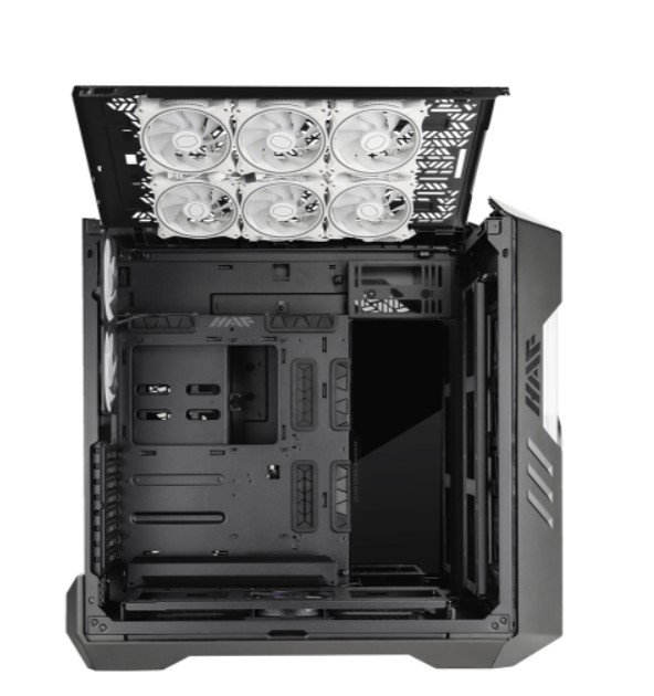 KASA CM HAF700 EVO TEMPERED GLASS ARGB LEDLİ LCD EKRAN MESH ÖN PANEL, TİTANYUM GRİ RENKLİ FULLTOWER KASA ( PSU YOK )
