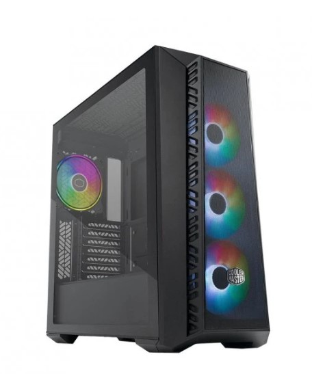 KASA CM MASTERBOX 520 SİYAH TEMPERED GLASS ARGB 4X120MM FANLI, MESH ÖN PANEL PENCERELİ MİDTOWER KASA ( PSU YOK )