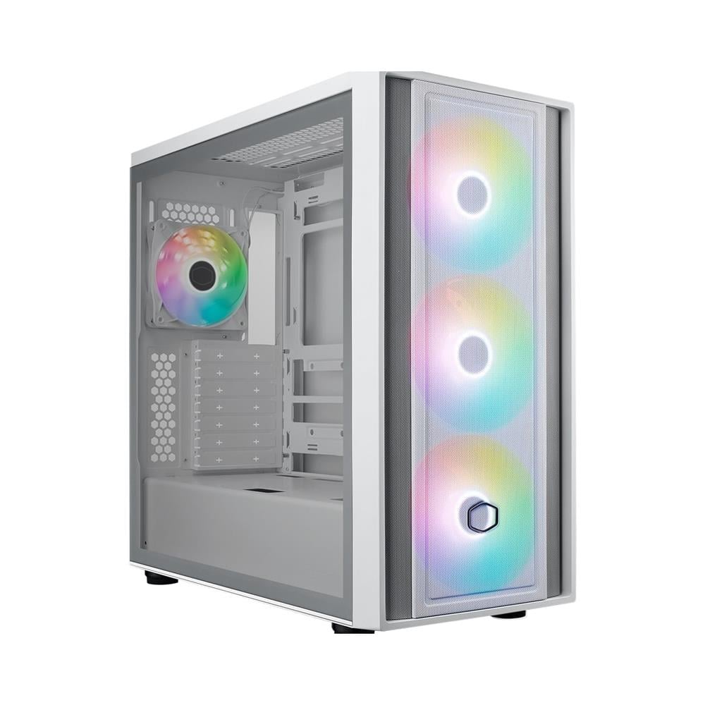 KASA CM MASTERBOX 600 TG MESH BEYAZ ARGB 3X14CM FANI, NORMAL VE BACK-CONNECT ANAKART DESTEKLİ ( PSU YOK )