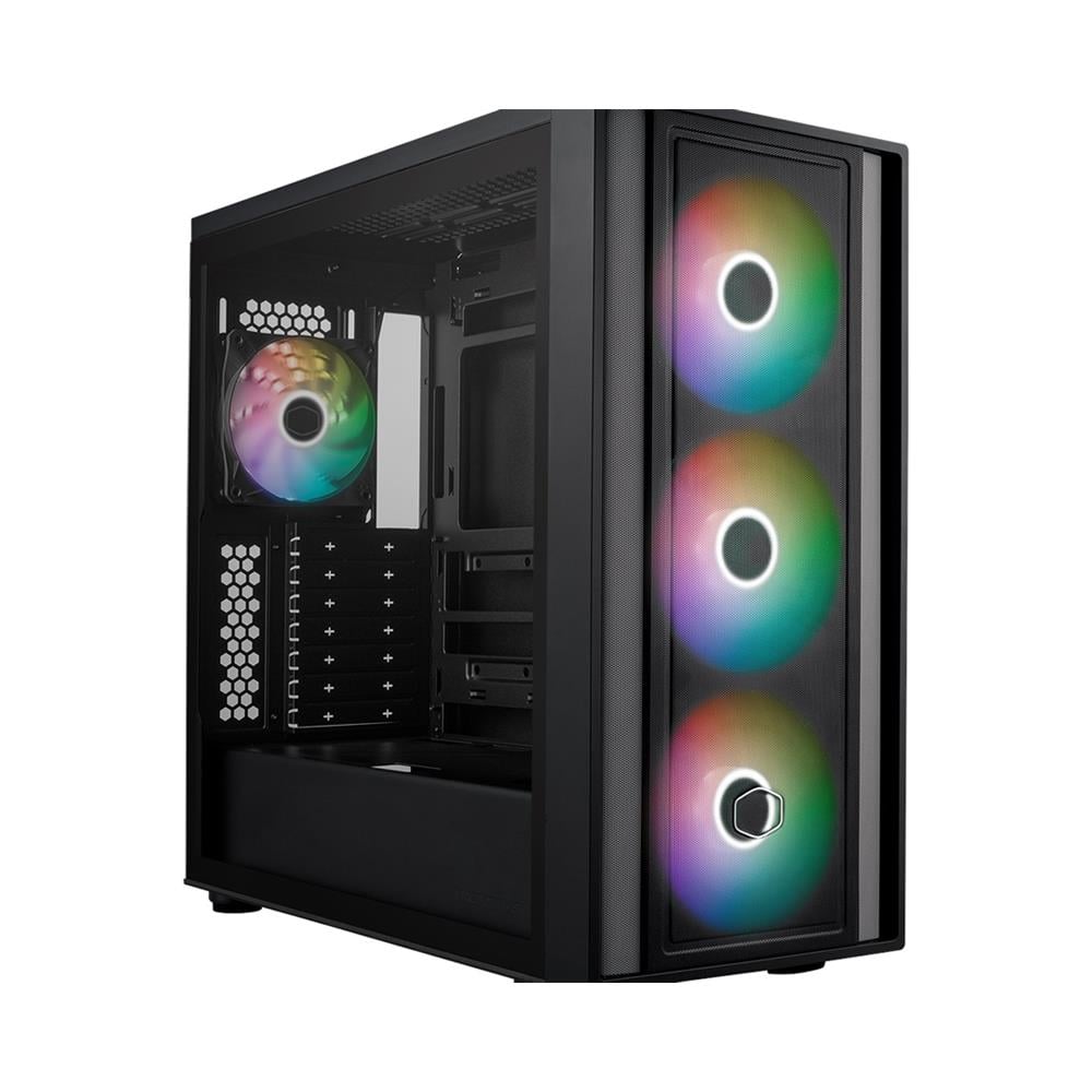 KASA CM MASTERBOX 600 TG MESH SİYAH ARGB 3X14CM FANI, NORMAL VE BACK-CONNECT ANAKART DESTEKLİ ( PSU YOK )