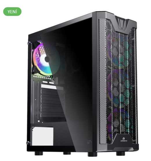 KASA GAMEBOOSTER GB-F3101B MESH TEMPERLİ CAM 1*USB 3.0 4*12CM RAİNBOW FAN ATX GAMİNG SİYAH KASA (PSU YOK)