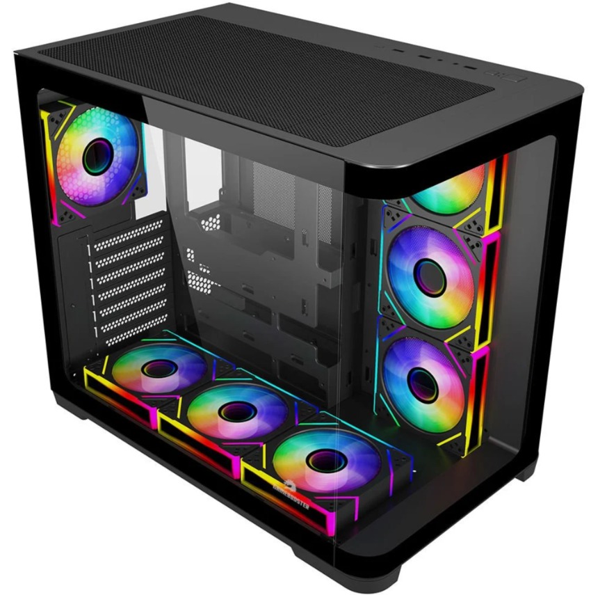 KASA GAMEBOOSTER GB-G2851BB SEA VİEW USB 3.0, ATX 7 X ARGB FANLI, SİYAH KASA (PSU YOK)