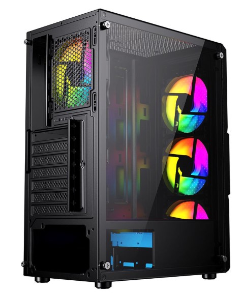 KASA GAMEBOOSTER GB-PW908B  USB 3.0, ATX MESH, FİXED RGB FAN, SİYAH KASA  (PSU YOK)