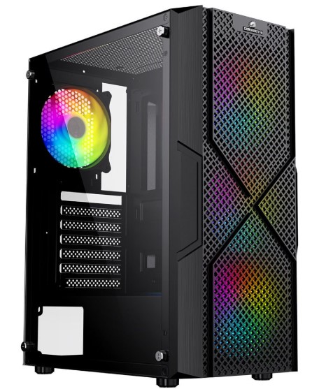 KASA GAMEBOOSTER GB-PW908B  USB 3.0, ATX MESH, FİXED RGB FAN, SİYAH KASA  (PSU YOK)