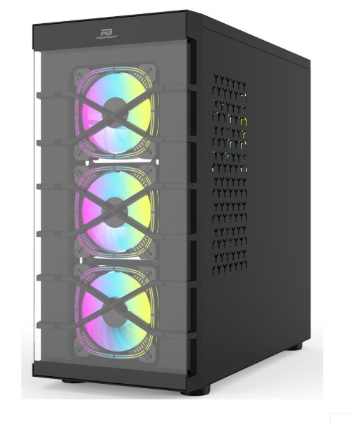 KASA POWERBOOST PB-GR222BB USB3.0 FULL SİYAH TEMPERED GLASS 7XARGB FANLI KASA (PSU YOK)