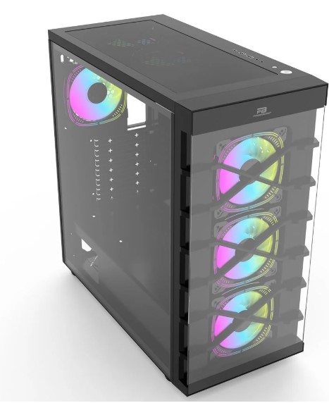 KASA POWERBOOST PB-GR222BB USB3.0 FULL SİYAH TEMPERED GLASS 7XARGB FANLI KASA (PSU YOK)