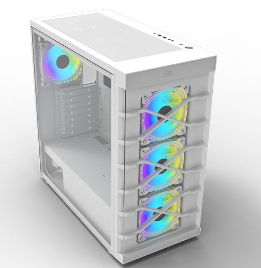 KASA POWERBOOST PB-GR222BW USB3.0 FULL BEYAZ TEMPERED GLASS 7XARGB FANLI KASA (PSU YOK)