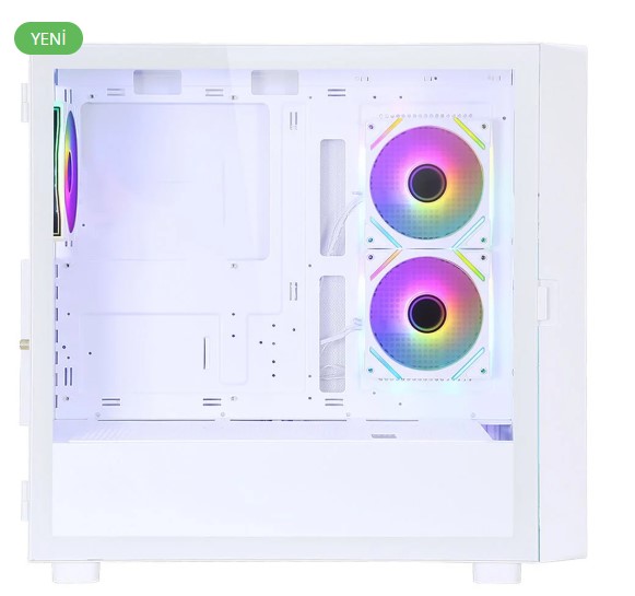 KASA POWERBOOST PB-P4367BW USB 3.0, ATX LCD MESH PANEL ARGB FAN, BEYAZ KASA (PSU YOK)