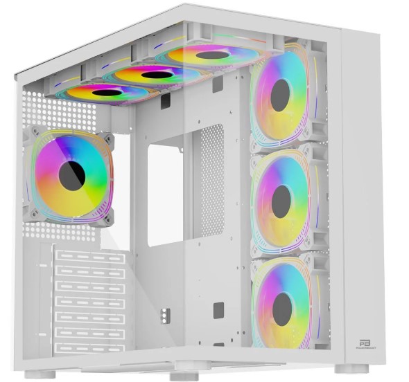 KASA POWERBOOST PB-SS02W SEA VİEW USB 3.0, ATX 7 X ARGB FANLI, BEYAZ KASA (PSU YOK)