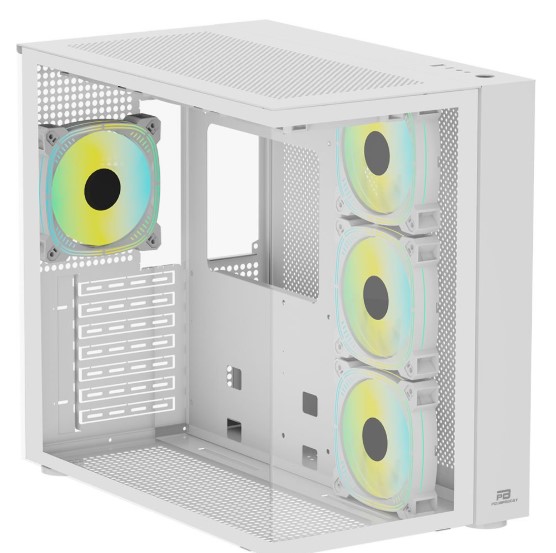 KASA POWERBOOST PB-SS02W SEA VİEW USB 3.0, ATX 7 X ARGB FANLI, BEYAZ KASA (PSU YOK)