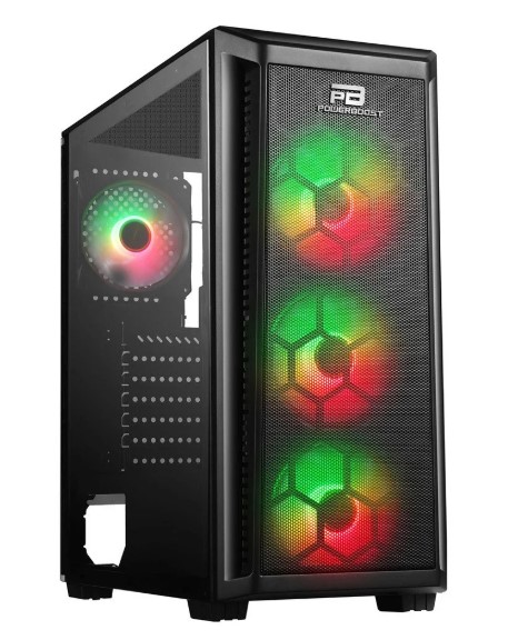 KASA POWERBOOST PB-T001BB 750W 80+ BRONZE FULL SİYAH MESH PANEL RGB FAN KASA
