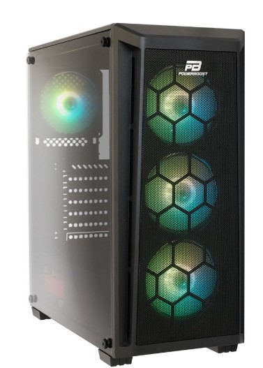 KASA POWERBOOST PB-T001BB 750W 80+ BRONZE FULL SİYAH MESH PANEL RGB FAN KASA