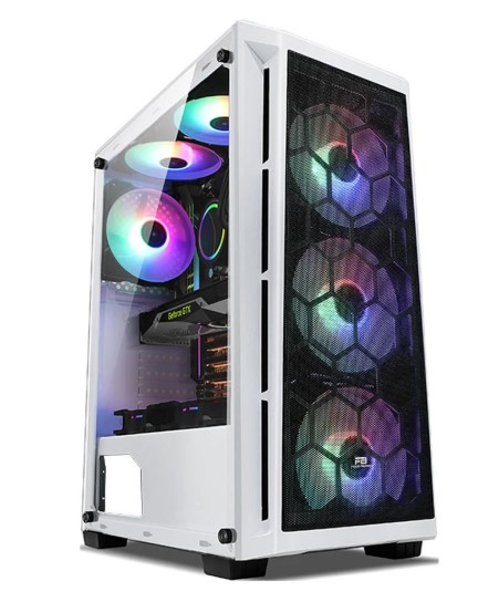 KASA POWERBOOST PB-T001BW FULL BEYAZ MESH PANEL RGB FAN KASA  (PSU YOK)