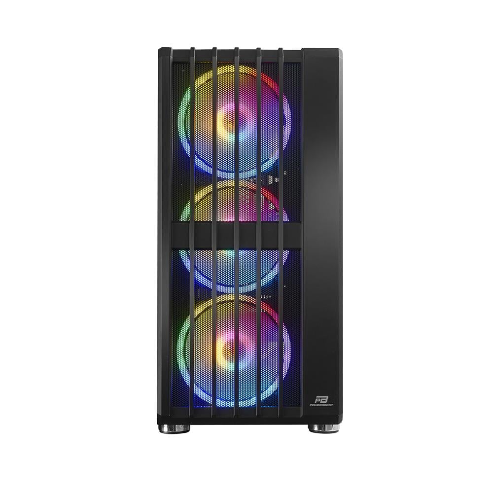 KASA POWERBOOST VK-H002B USB3.0 4X14CM ARGB FANLI MESH PANEL SİYAH KASA (PSU YOK)