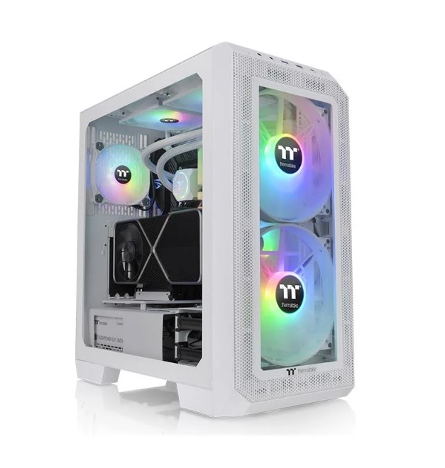 KASA THERMALTAKE VİEW 300MX TG BEYAZ 2X200MM, 1X120 ARGB FANLI, MESH + TG PANELLİ MİDTOWER OYUNCU KASASI