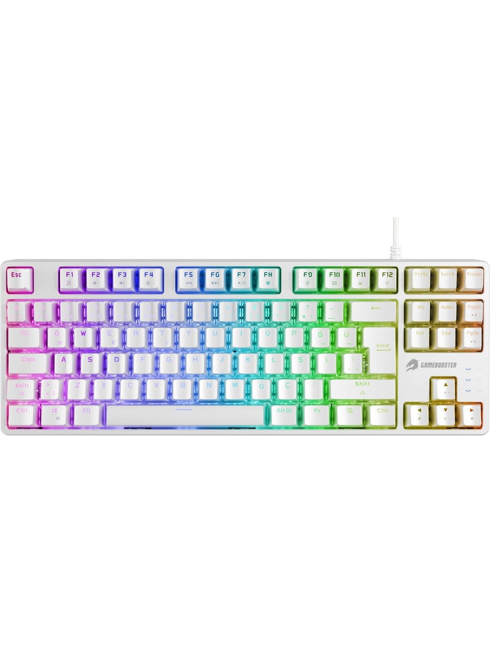 KLAVYE KABLOLU GAMING GAMEBOOSTER G23W ENİGMA TKL RAİNBOW AYDINLATMALI RED SWİTCH MEKANİK BEYAZ OYUN KLAVYESİ