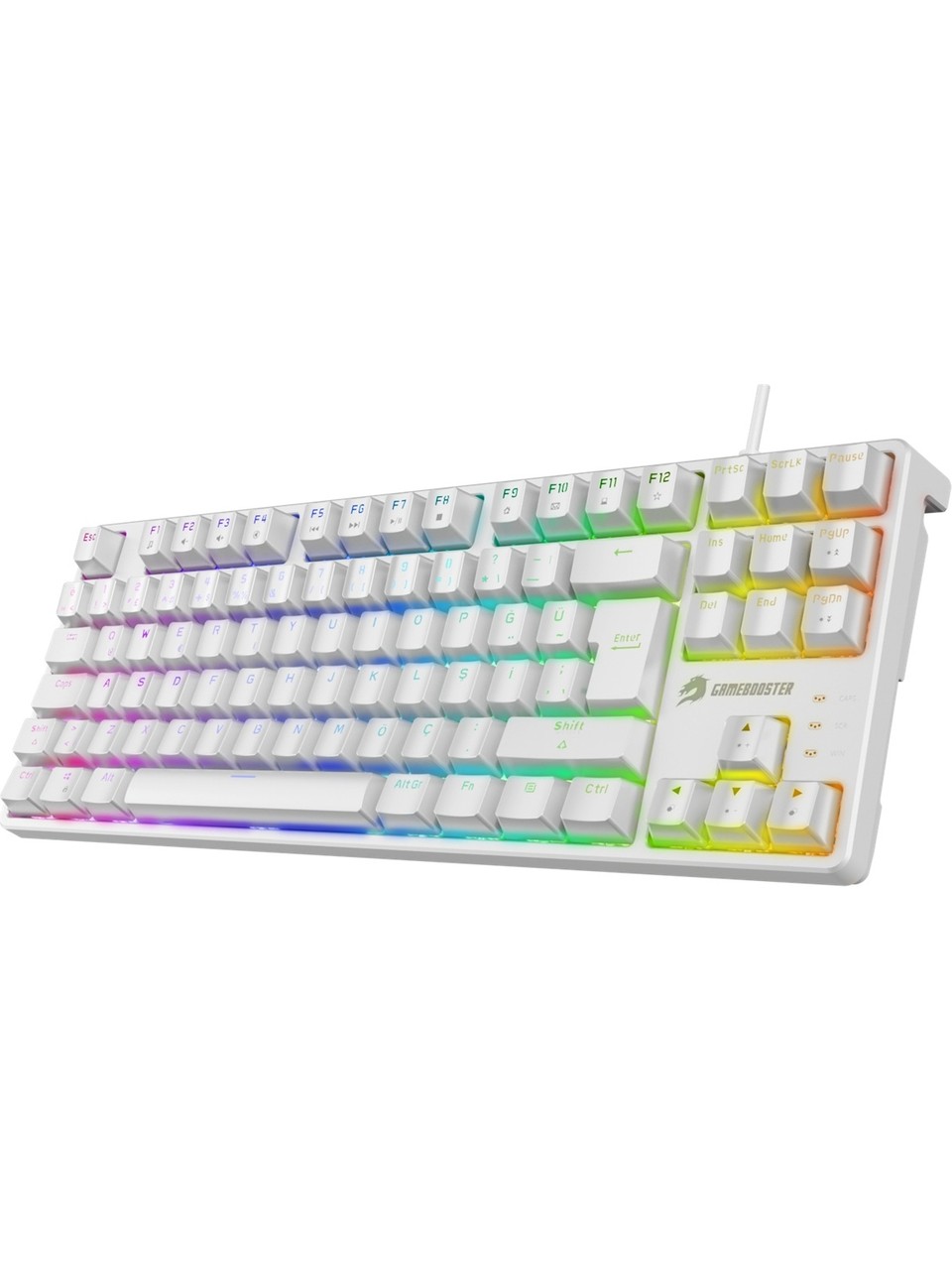 KLAVYE KABLOLU GAMING GAMEBOOSTER G23W ENİGMA TKL RAİNBOW AYDINLATMALI RED SWİTCH MEKANİK BEYAZ OYUN KLAVYESİ