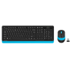 KLAVYE SET KABLOSUZ A4 TECH FG1010 Q TÜRKÇE SİYAH/MAVİ