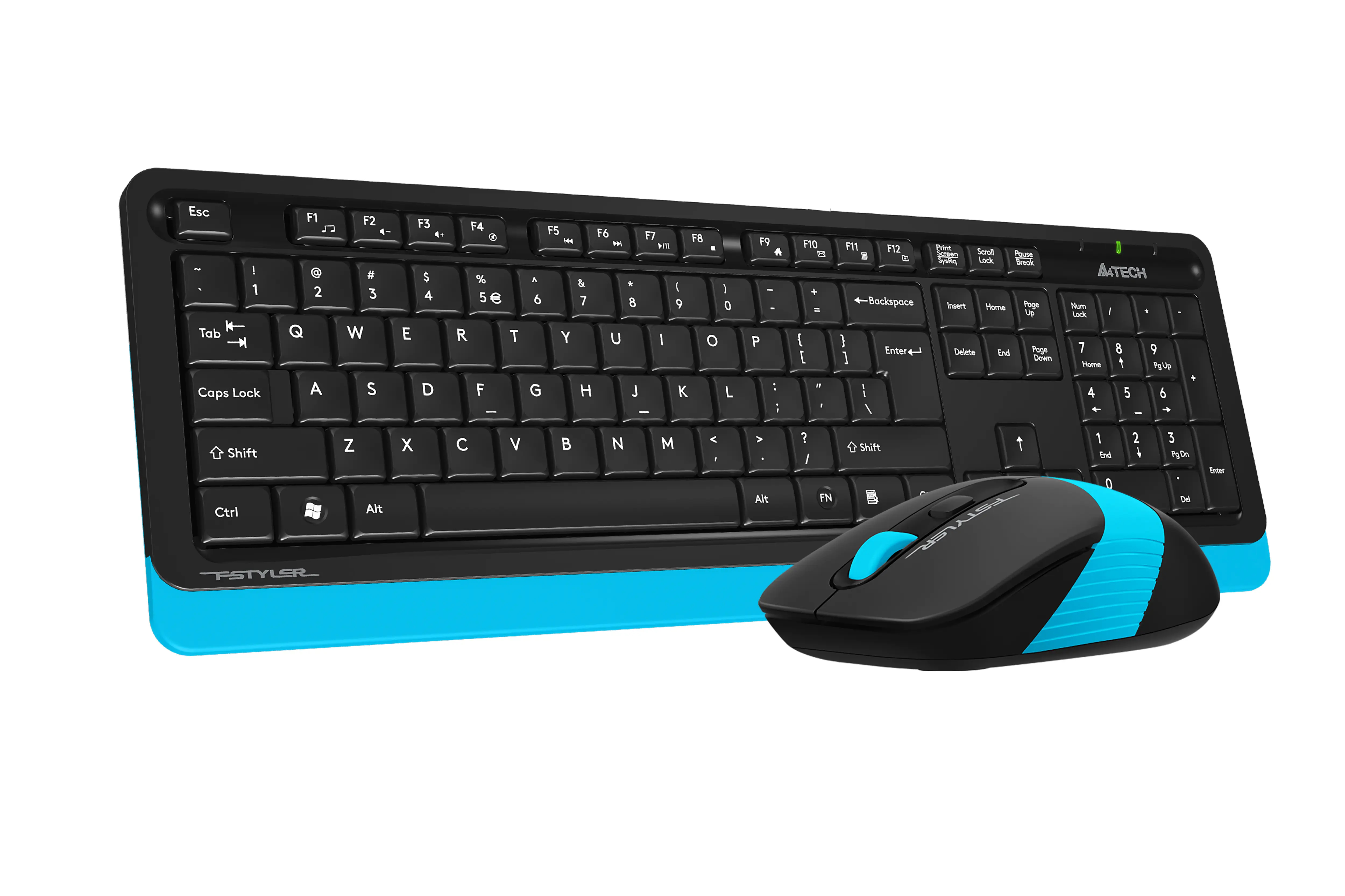 KLAVYE SET KABLOSUZ A4 TECH FG1010 Q TÜRKÇE SİYAH/MAVİ