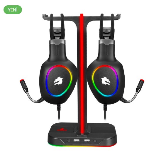 KULAKLIK GAMEBOOSTER HS01 RGB AYDINLATMALI İKİLİ KULAKLIK STANDI