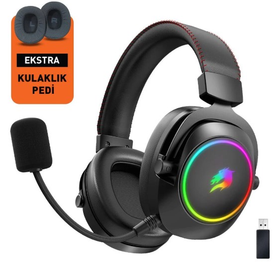 KULAKLIK GAMEBOOSTER WBH44  RGB WİRELESS 2.4G+BT SİYAH OYUNCU KULAKLIĞI