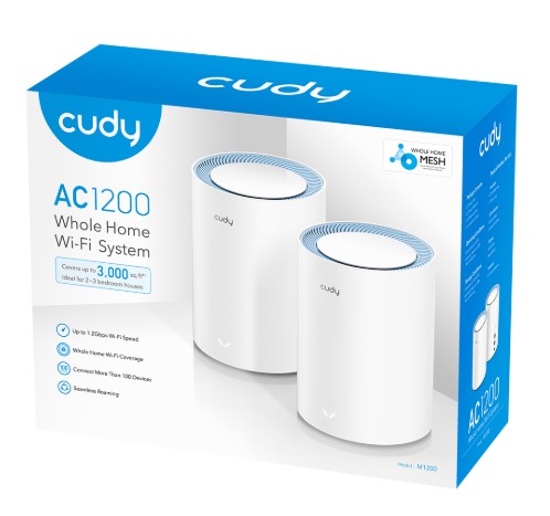 MENZİL GENİŞLETİCİ CUDY M1200 2-PACK AC1200MBPS 2.4GHZ/5GHZ AP/RE/WISP MU-MIMO KABLOSUZ 2'Lİ MESH Wİ-Fİ SİSTEMİ