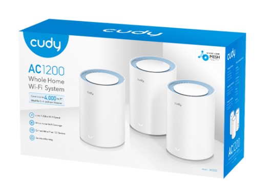 MENZİL GENİŞLETİCİ CUDY M1200 3-PACK AC1200MBPS 2.4GHZ/5GHZ AP/RE/WISP MU-MIMO KABLOSUZ 3'LÜ MESH Wİ-Fİ SİSTEMİ