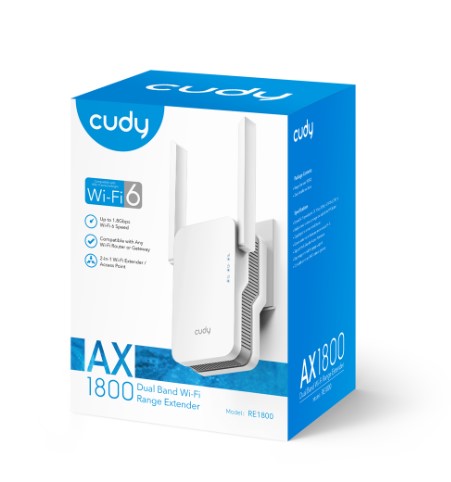 MENZİL GENİŞLETİCİ CUDY RE1800 AX1800 2.4GHZ/5GHZ 1800MBPS AP/RE GİGABİT MU-MIMO KABLOSUZ Wİ-Fİ 6