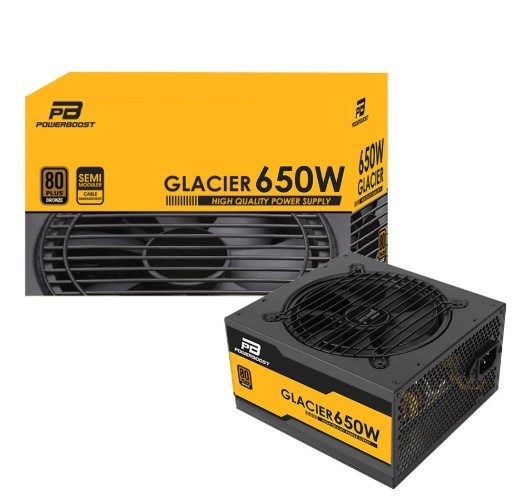 POWER SUPPLY 650W 80+ BRONZE POWERBOOST BST-ATX650B GLACIER SEMİ MODÜLER 12CM FANLI ATX PSU