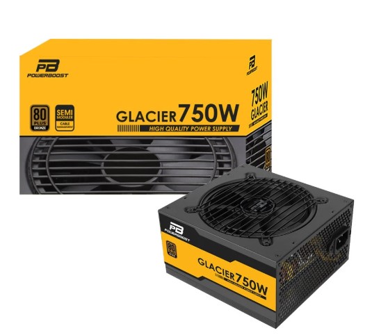 POWER SUPPLY 750W 80+ BRONZE POWERBOOST BST-ATX750B GLACIER SEMİ MODÜLER 12CM FANLI ATX PSU