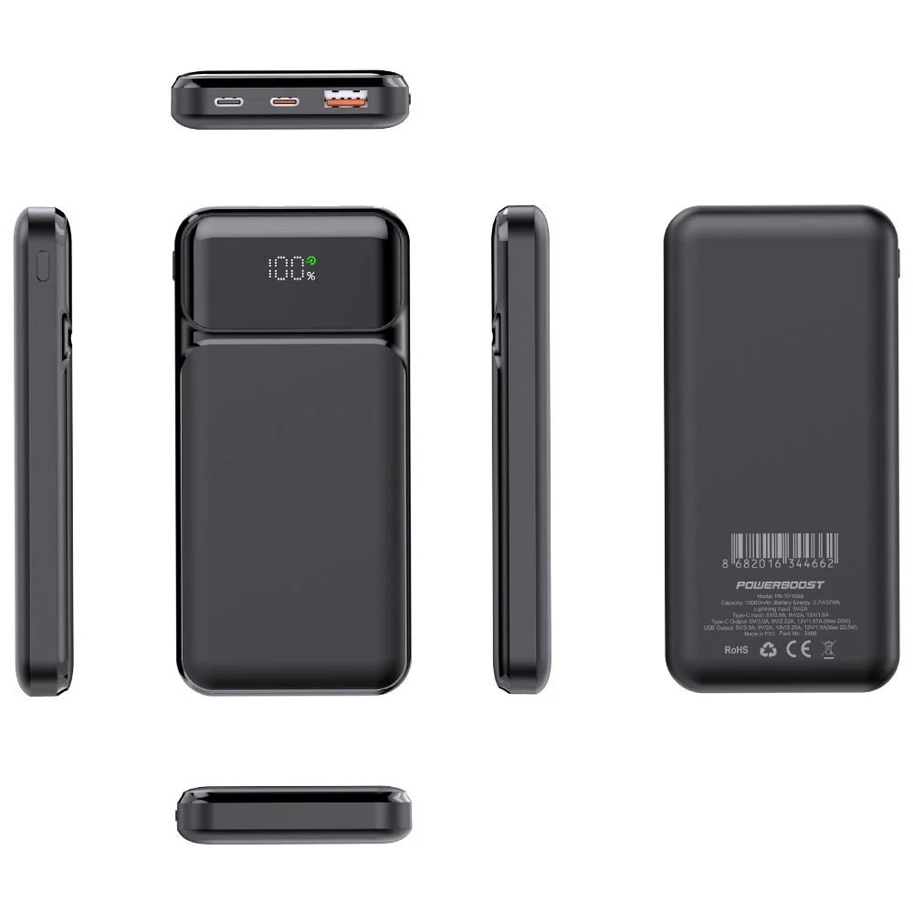 POWERBANK POWERBOOST NIGHT 105B 10.000MAH 22.5W LCD SİYAH TAŞINABİLİR ŞARZ CİHAZI