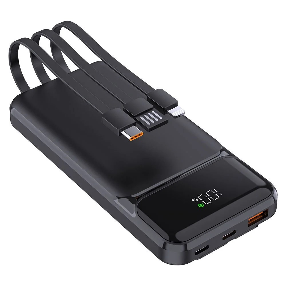 POWERBANK POWERBOOST NIGHT 125B 10.000MAH 22.5W DAHİLİ KABLOLU LCD SİYAH TAŞINABİLİR ŞARZ CİHAZI