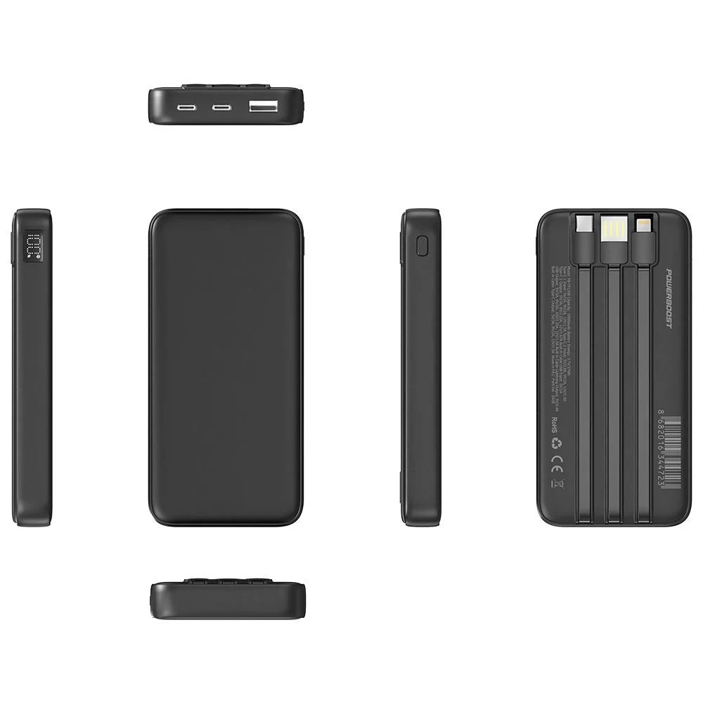 POWERBANK POWERBOOST PRIME 130B 10.000MAH 22.5W DAHİLİ KABLOLU LCD SİYAH TAŞINABİLİR ŞARZ CİHAZI