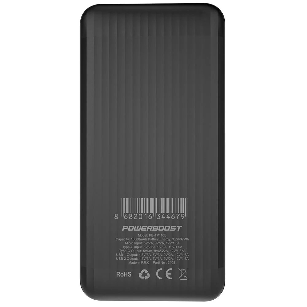 POWERBANK POWERBOOSTPRIME 110B 10.000MAH PD20W TYPE-C HCS22.5W SİYAH TAŞINABİLİR ŞARZ CİHAZI