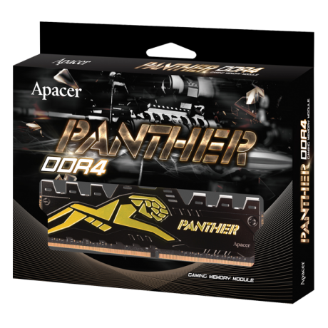 RAM PC 8GB APACER PANTHER BLACK-GOLD 1X8GB 3200MHZ CL16 DDR4 GAMİNG RAM (AH4U08G32C28Y7GAA-1)